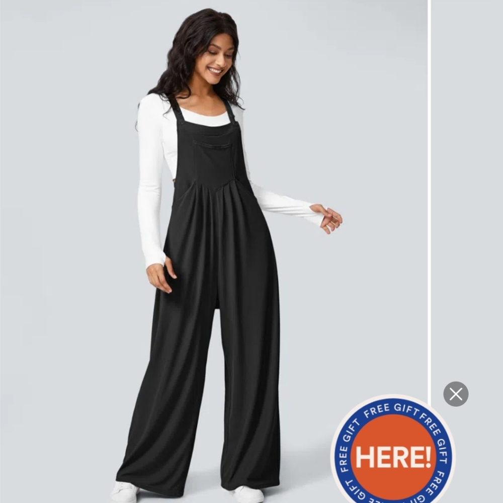 Halara Black Knit Overalls